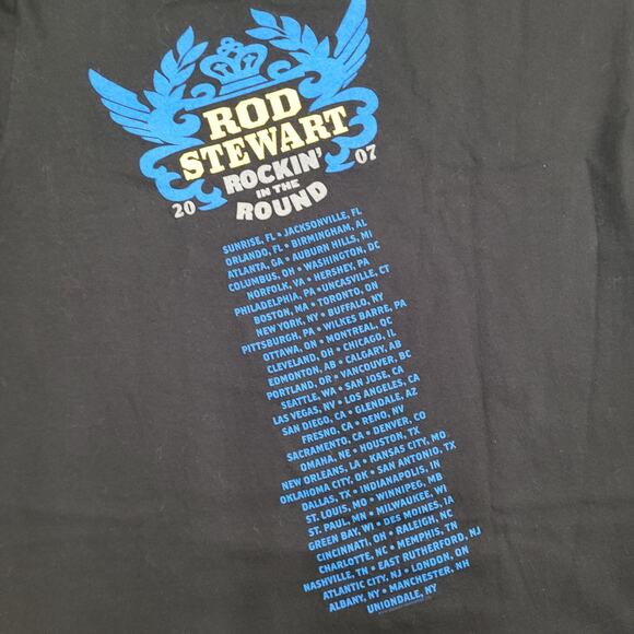 Rod-Stewart Rockin-in-the-Round Concert Shirt Medium 19x24 Black - Picture 7 of 10
